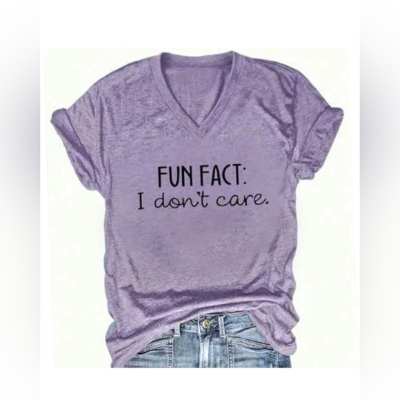 Tops - New Lilac Graphic Tee - "FUN FACT: I don't care."/Med